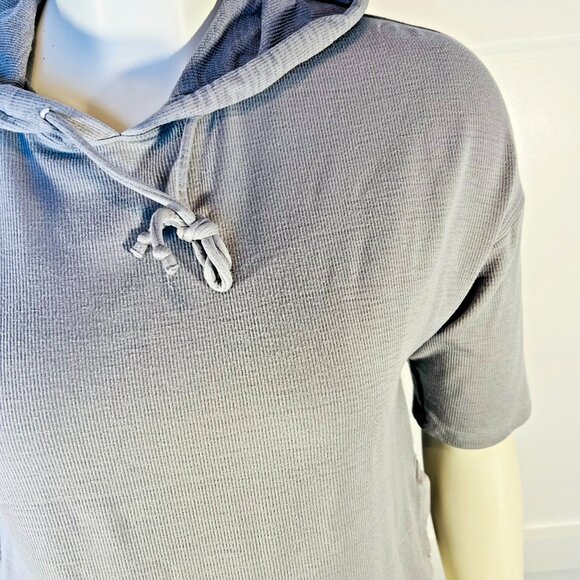 Fabletics Hooded Sweatshirt Womens S Grey Hoodie Ribbed Heavy Weight Half Slv - Picture 3 of 10